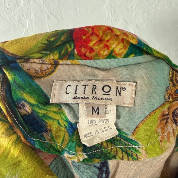 CITRON Santa Monica Womens Blouse M Hawaiian Button Rayon Shirt Top Boxy E18 - Picture 6 of 6